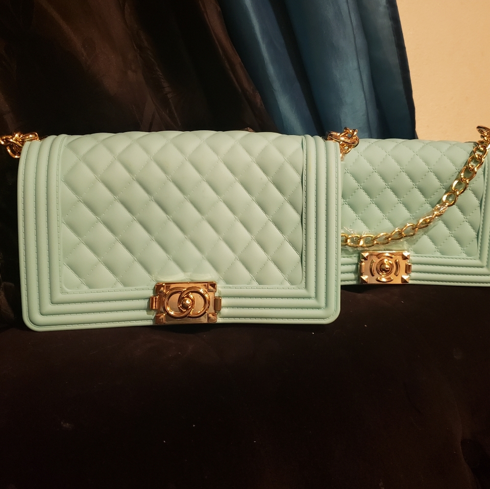 Cotton candy blue pvc style jelly bag